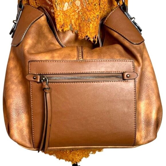 Lapsting Brown Shoulder Bag With Adjustable Strap & Zipper Pockets Vegan Leather - Picture 4 of 10